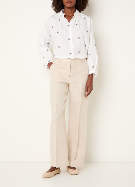 MaxMara Butterfly blouse met bloemborduring - voorkant 2 wit