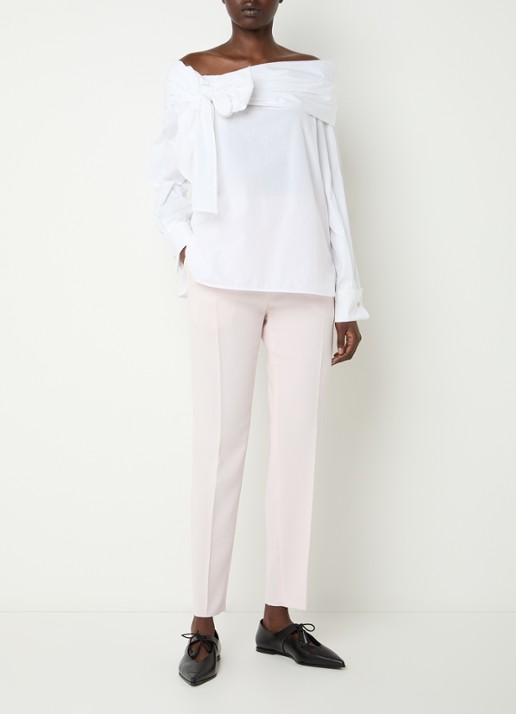 MaxMara Canditi high waist slim fit pantalon met steekzakken - voorkant 2 lichtroze