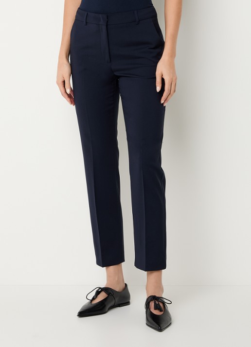 MaxMara Canon mid waist straight fit pantalon van scheerwol met steekzakken