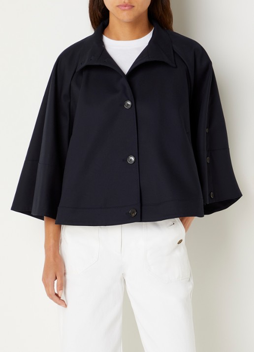 MaxMara Cape met steekzakken - detail donkerblauw