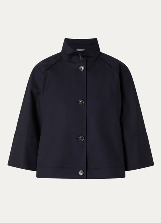 MaxMara Cape met steekzakken - voorkant 2 donkerblauw