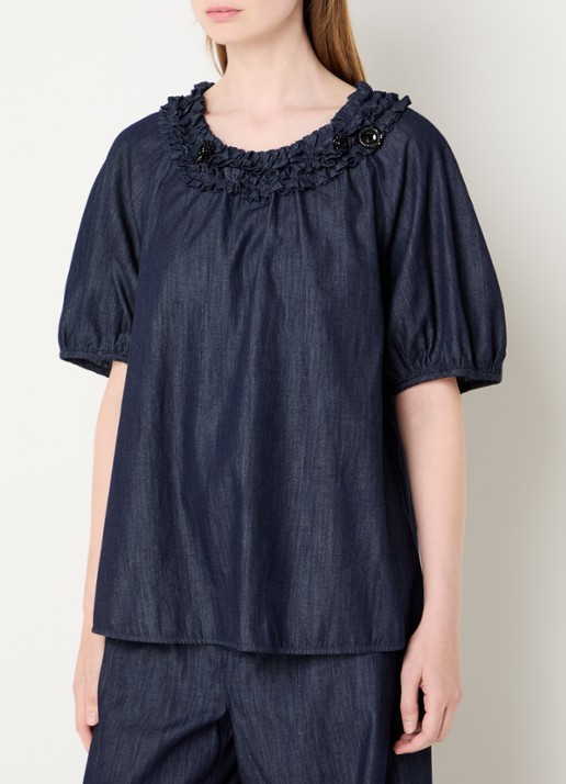 MaxMara Catia tuniek van denim met ballonmouw en strass