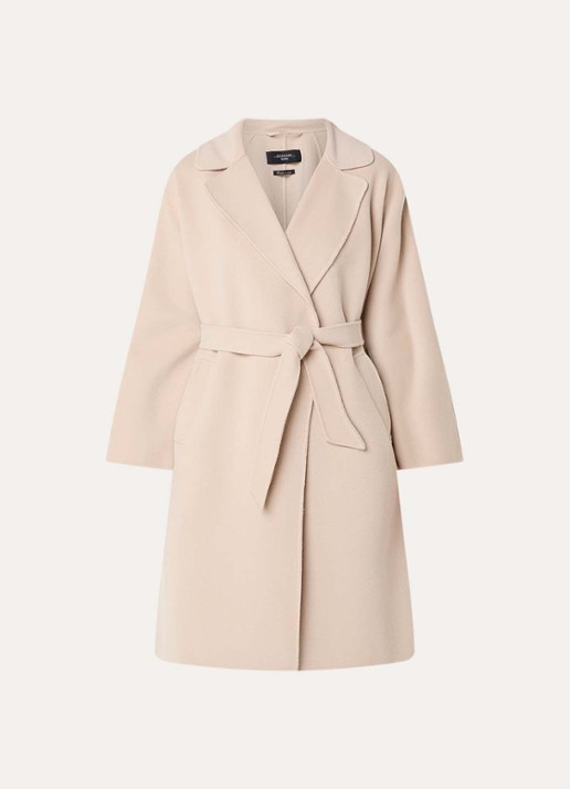 MaxMara Civada mantel in wolblend met steekzakken - voorkant 2 zand