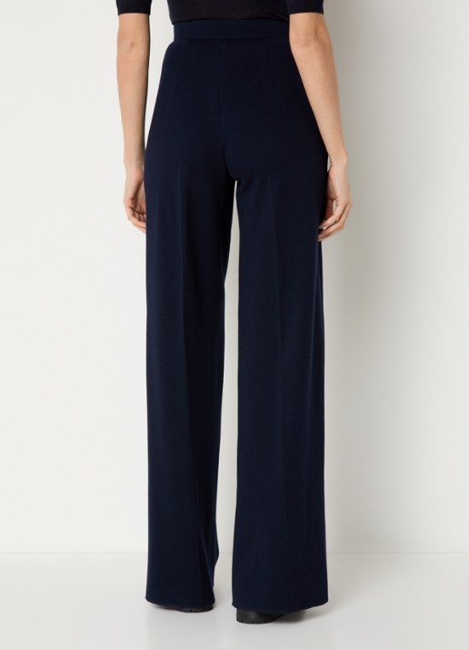 MaxMara Corea high waist wide fit pantalon in scheerwolblend met steekzakken - achterkant 4 donkerblauw