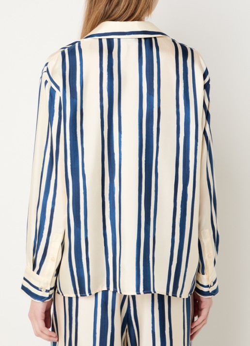MaxMara Corona blouse van zijde met streepprint - achterkant 3 blauw