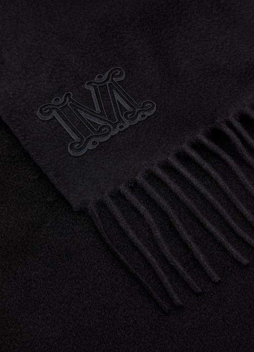 MaxMara Dalia sjaal van kasjmier met franjes 190 x 30 cm  - detail 3 zwart