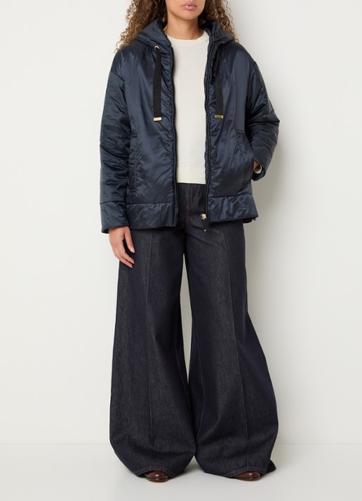 MaxMara Daria gewatteerd jack met steekzakken - voorkant 2 donkerblauw