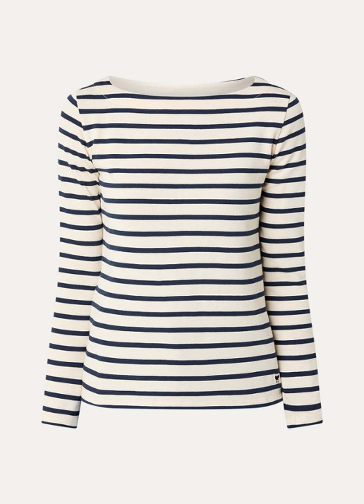MaxMara Derasmo fijngebreide trui met boothals en streepprint - voorkant 2 ivoor