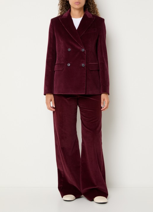 MaxMara Double-breasted blazer van corduroy - voorkant 2 bordeauxrood