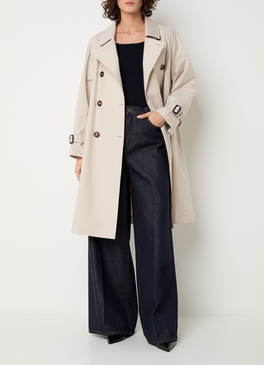 MaxMara Double-breasted trenchcoat met strikceintuur - voorkant 4 beige