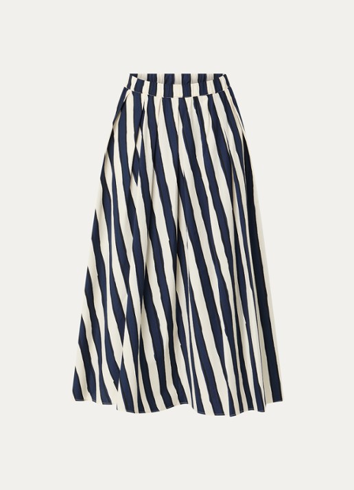 MaxMara Duomo midi rok met print en steekzakken - voorkant 2 donkerblauw