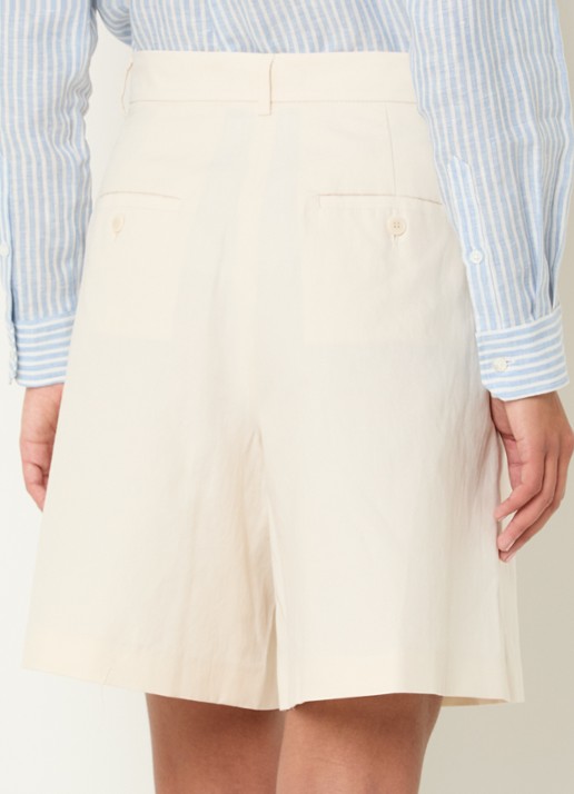 MaxMara Ecuba high waist straight fit korte broek in linnenblend - achterkant gebroken wit