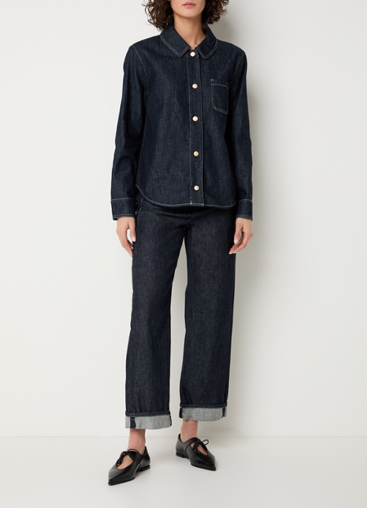 MaxMara Enfasi blouse van denim - voorkant 2 indigo