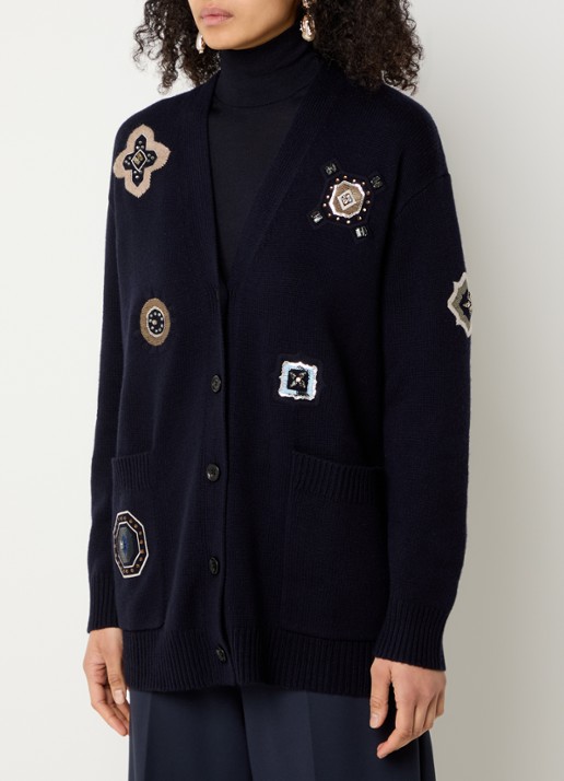 MaxMara Fijngebreid vest in kasjmierblend met strass