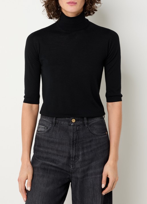 MaxMara Fijngebreide top van wol met col