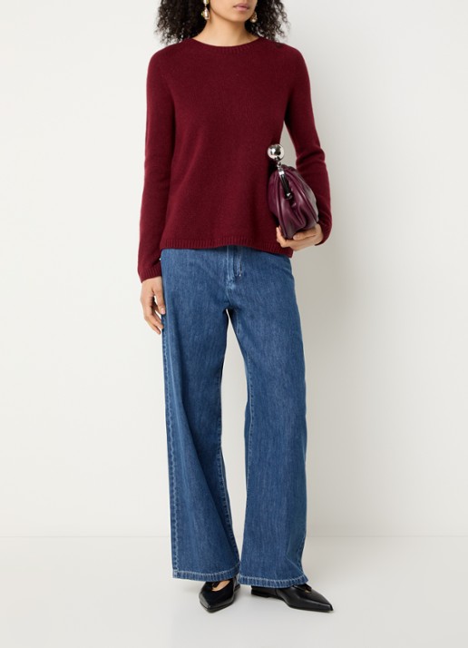 MaxMara Fijngebreide trui in kasjmierblend met stretch - voorkant 3 donkerrood