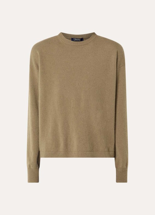 MaxMara Fijngebreide trui in kasjmierblend met stretch - voorkant 3 camel