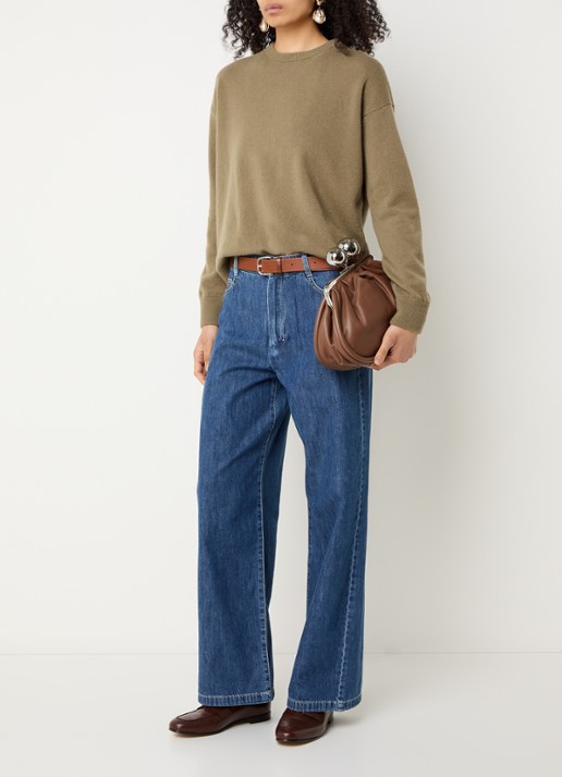 MaxMara Fijngebreide trui in kasjmierblend met stretch - voorkant 4 camel