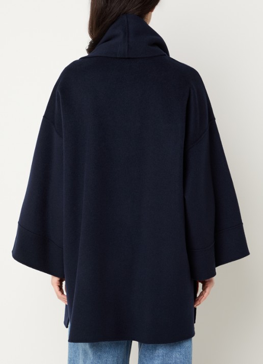MaxMara Fulcro mantel in scheerwolblend met afneembare sjaalkraag - achterkant 4 donkerblauw