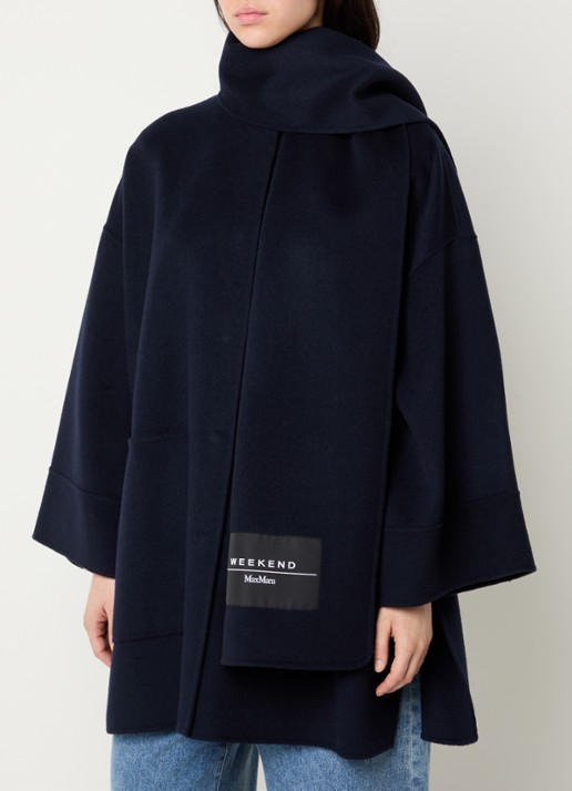 MaxMara Fulcro mantel in scheerwolblend met afneembare sjaalkraag