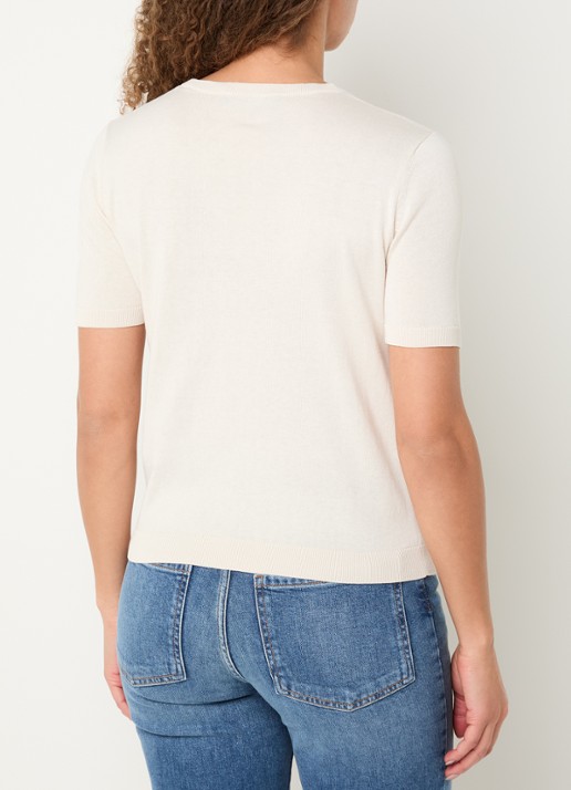 MaxMara Gabarra T-shirt van satijn - achterkant 4 vanillegeel
