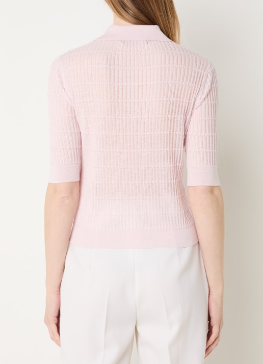 MaxMara Gallo fijngebreide top in zijdeblend - achterkant 4 lichtroze