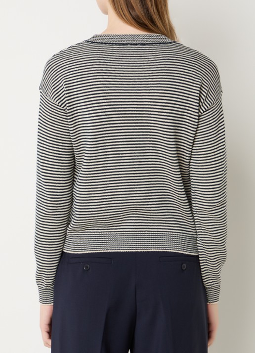 MaxMara Giovane fijngebreide trui met streepprint - achterkant 4 donkerblauw
