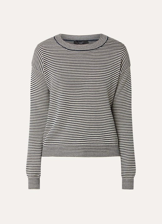 MaxMara Giovane fijngebreide trui met streepprint - voorkant donkerblauw