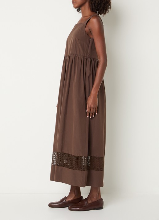 MaxMara Gola midi jurk met opengewerkt dessin - voorkant 2 bruin