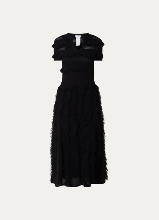 MaxMara Grazia grofgebreide midi jurk met franjes