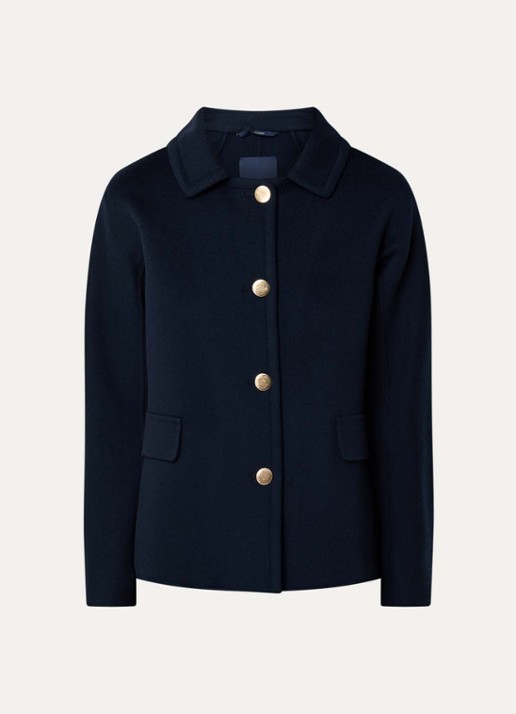 MaxMara Grazia mantel van scheerwol  - voorkant 3 donkerblauw