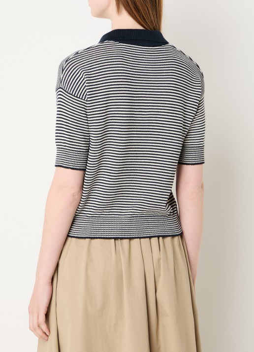 MaxMara Grofgebreide trui met streepprint - achterkant donkerblauw