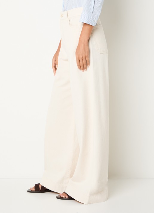 MaxMara High waist wide fit jeans met gekleurde wassing - detail 5 gebroken wit