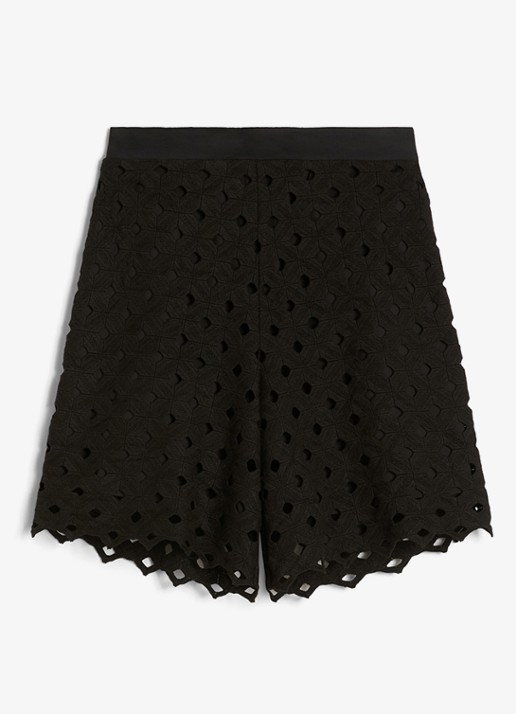 MaxMara High waist wide fit korte broek met cut out detail - voorkant zwart