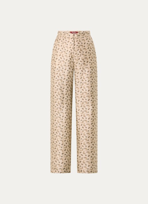 MaxMara High waist wide fit pantalon van zijde met paisley dessin