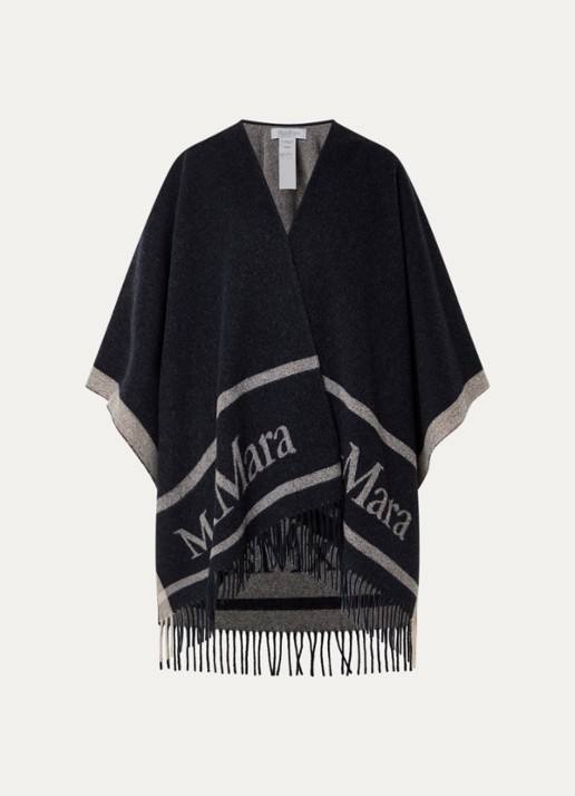 MaxMara Hilde poncho van wol met logoprint