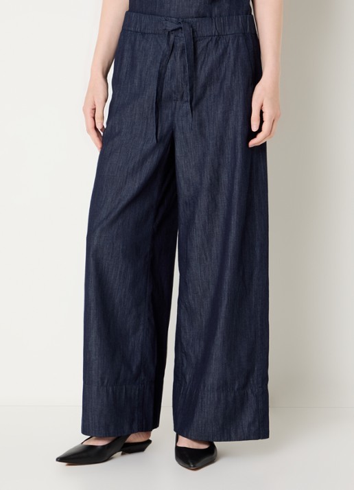 MaxMara Jour high waist wide fit broek van denim met strikceintuur