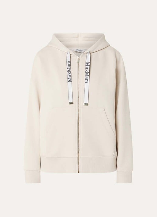 MaxMara Jour sweatvest met capuchon  - voorkant 2 vanillegeel