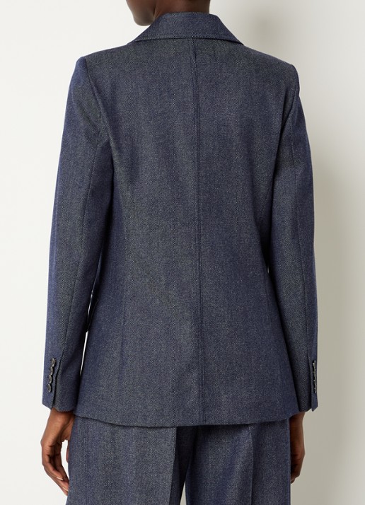 MaxMara Locarno double-breasted blazer van scheerwol met klepzakken - achterkant 4 donkerblauw