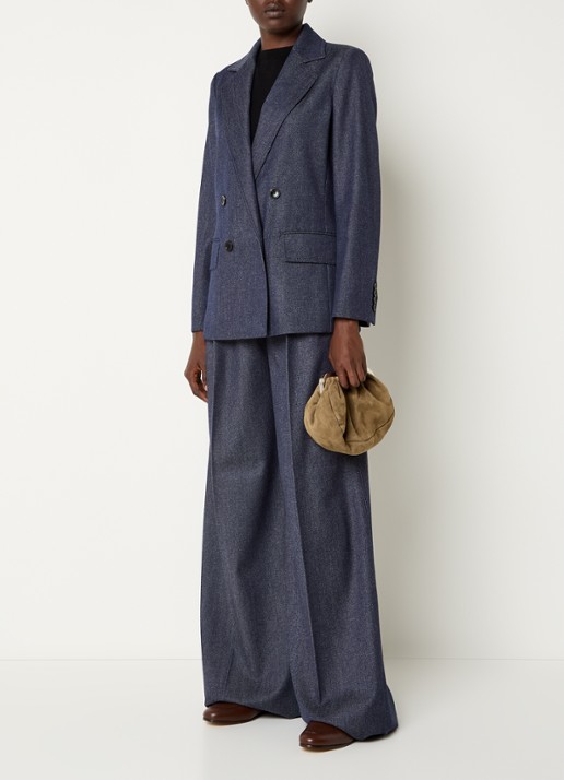 MaxMara Locarno double-breasted blazer van scheerwol met klepzakken - voorkant 2 donkerblauw