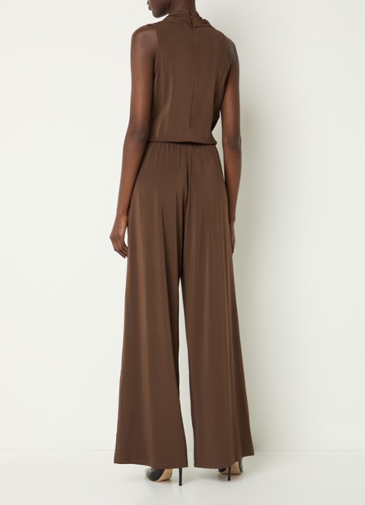MaxMara Loose fit jumpsuit met watervalhals - achterkant 2 donkerbruin