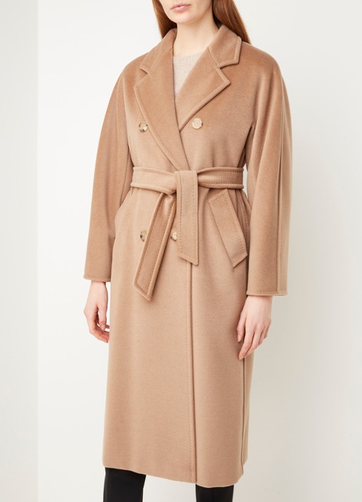 MaxMara Madame mantel in wolblend met strikceintuur