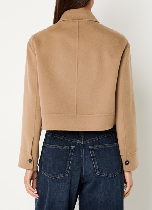 MaxMara Mantel in wolblend met borstzak - achterkant 4 camel