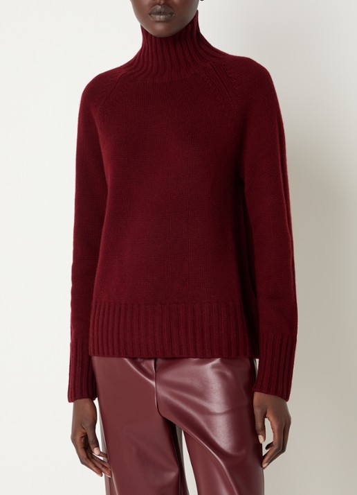 MaxMara Mantova fijngebreide trui in kasjmierblend met col - detail 4 bordeauxrood