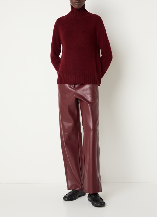 MaxMara Mantova fijngebreide trui in kasjmierblend met col - voorkant 2 bordeauxrood