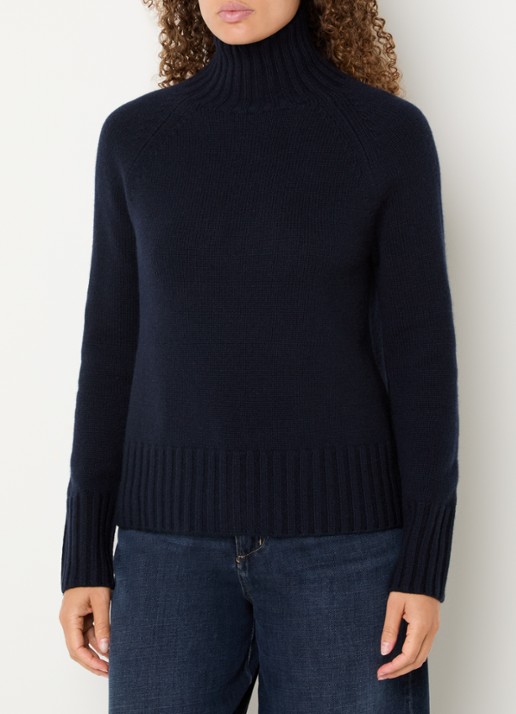 MaxMara Mantova fijngebreide trui in kasjmierblend met col - detail 3 donkerblauw