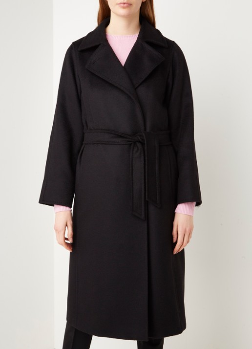 MaxMara Manuela mantel met strikceintuur en steekzakken