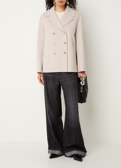 MaxMara Margot mantel van scheerwol met steekzakken - voorkant 4 beige