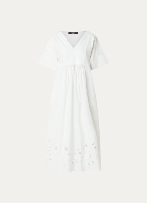 MaxMara Maxi jurk met borduring - voorkant 2 wit