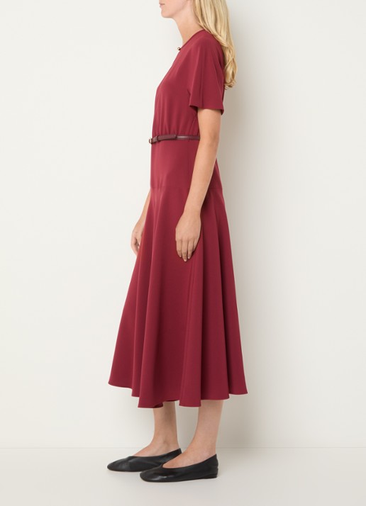 MaxMara Maxi jurk met ceintuur - voorkant 2 cranberryrood